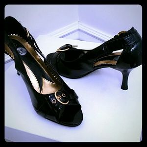 If Carrini black & gold buckle shoes.